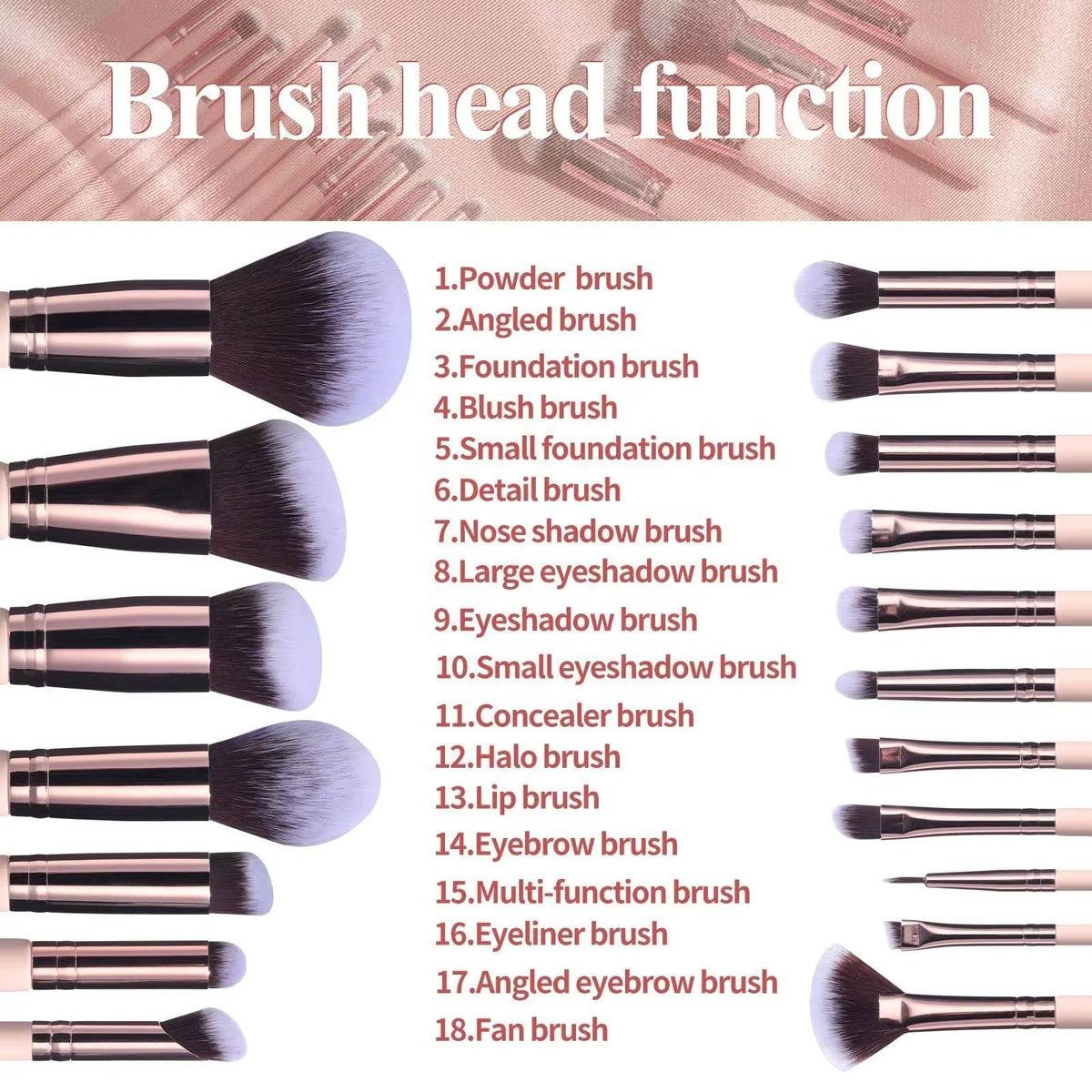 Makeup Brushes With Case Set Portable LED Mirror